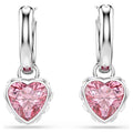Swarovski Chroma Heart, Pink, Rhodium plated Drop Earrings