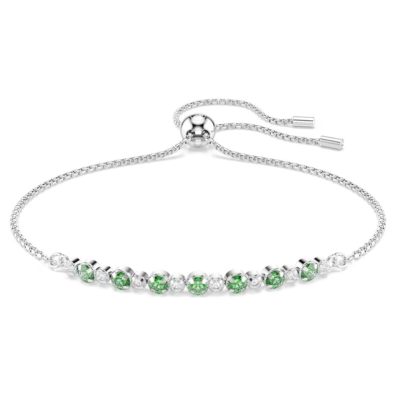 Swarovski Matrix Round cut, Green, Rhodium plated Bracelet