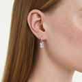 Swarovski Swan Mixed cuts, Swan, White, Rhodium plated Drop Earrings