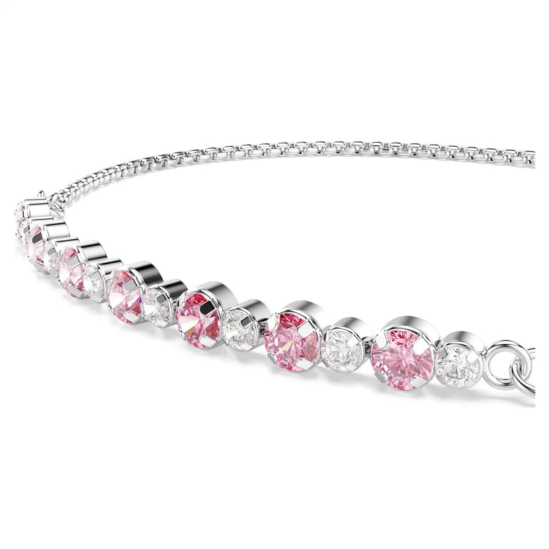 Swarovski Matrix Round cut, Pink, Rhodium plated Bracelet