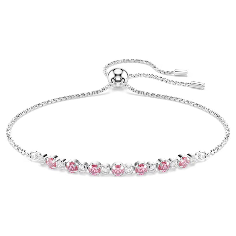 Swarovski Matrix Round cut, Pink, Rhodium plated Bracelet