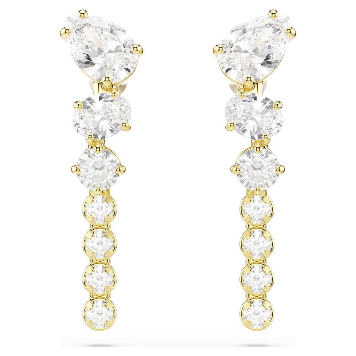 Swarovski Mesmera Mixed cuts, White, 18K gold finish Drop Earrings
