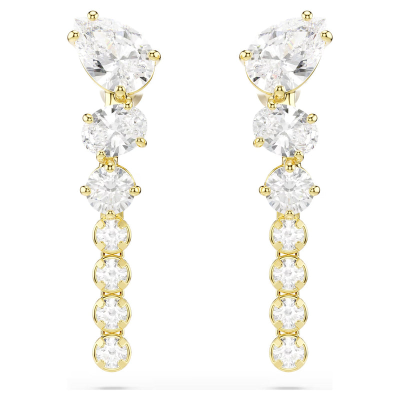 Swarovski Mesmera Mixed cuts, White, 18K gold finish Drop Earrings