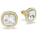 Swarovski Una Angelic Cushion cut, White, 18K gold finish earrings