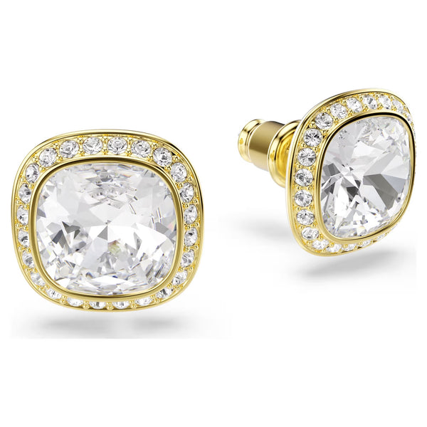 Swarovski Una Angelic Cushion cut, White, 18K gold finish earrings