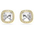 Swarovski Una Angelic Cushion cut, White, 18K gold finish earrings