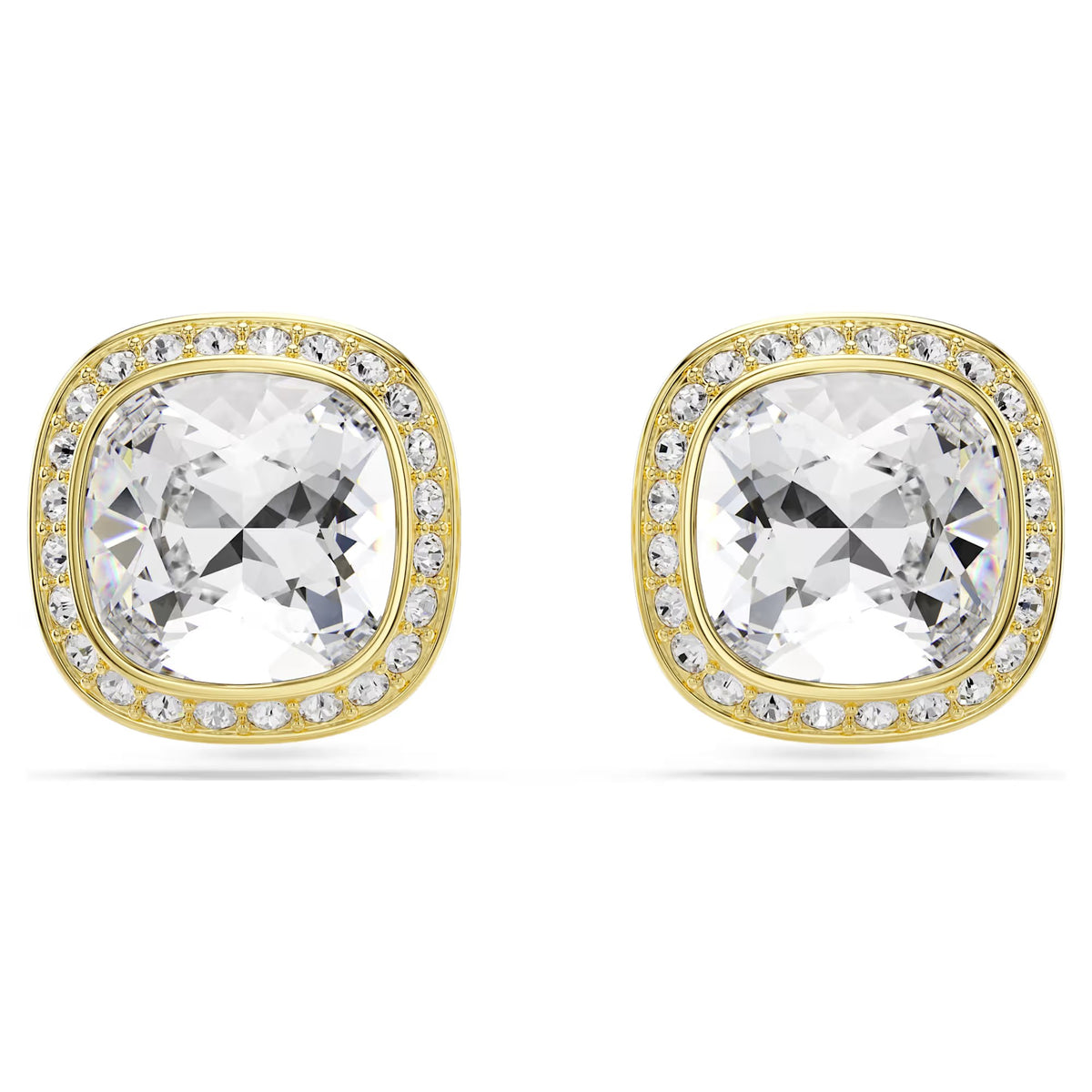 Swarovski Una Angelic Cushion cut, White, 18K gold finish earrings