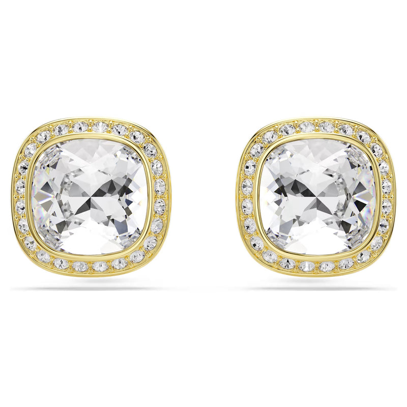 Swarovski Una Angelic Cushion cut, White, 18K gold finish earrings