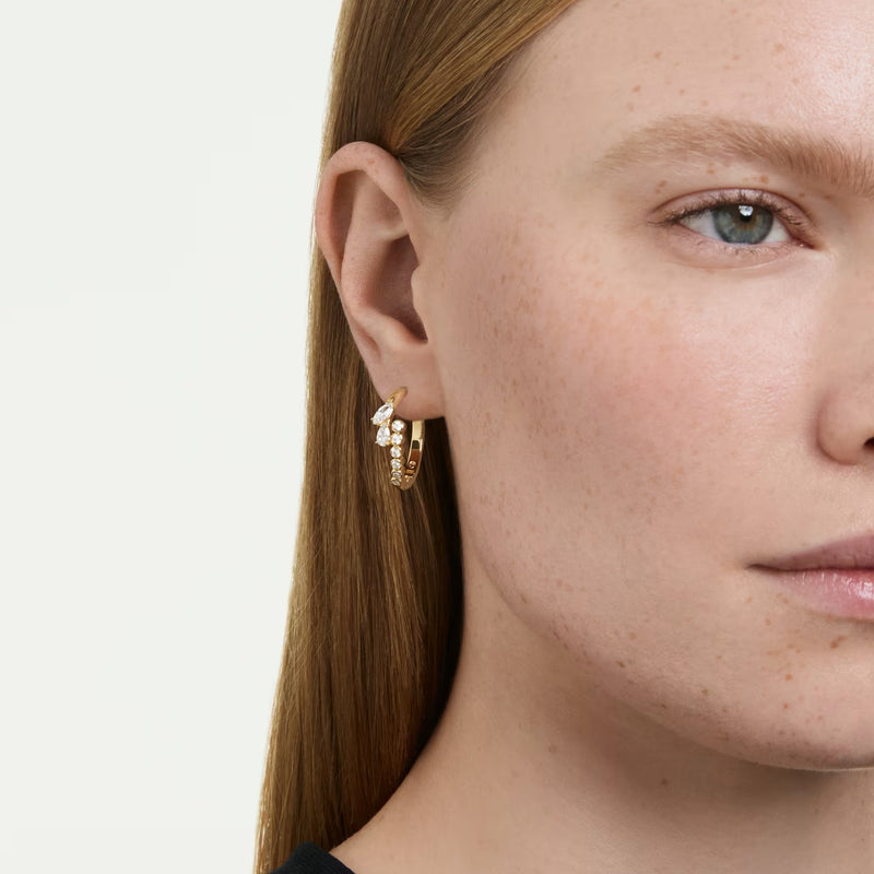Swarovski Mesmera Mixed cuts, White, 18K gold finish Hoop Earrings
