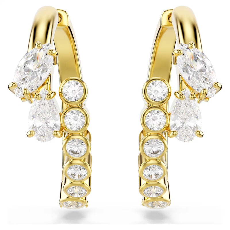 Swarovski Mesmera Mixed cuts, White, 18K gold finish Hoop Earrings