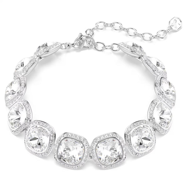 Swarovski Una Angelic Cushion cut, White, Rhodium plated Bracelet