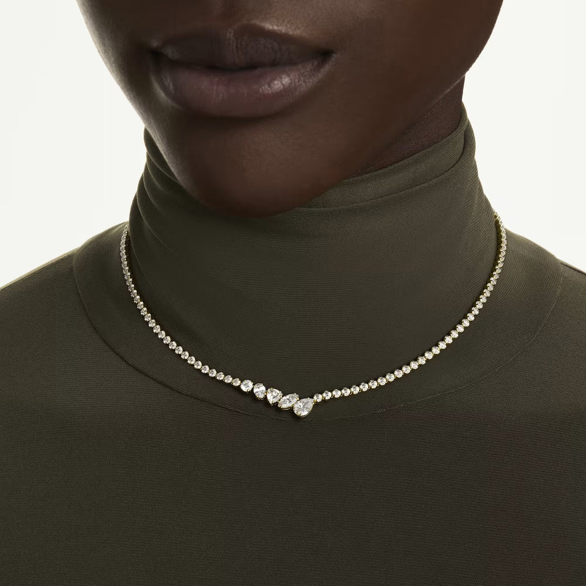 Swarovski Mesmera Mixed cuts, White, 18K gold finish Necklace