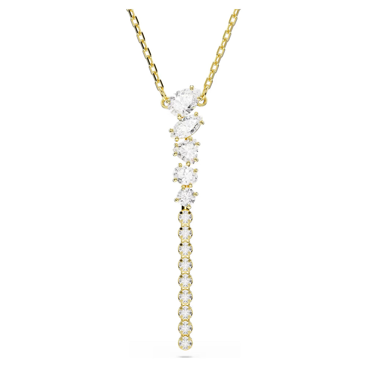 Swarovski Mesmera Mixed cuts, White, 18K gold finish Y Necklace