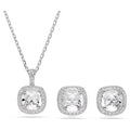 Swarovski Una Angelic Cushion cut, White, Rhodium plated Set