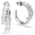 Swarovski Vienna Mixed cuts, White, Rhodium plated Hoop Earrings