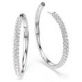 Swarovski Dextera Round cut, White, Rhodium plated Hoop Earrings