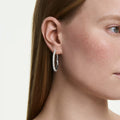 Swarovski Dextera Round cut, White, Rhodium plated Hoop Earrings