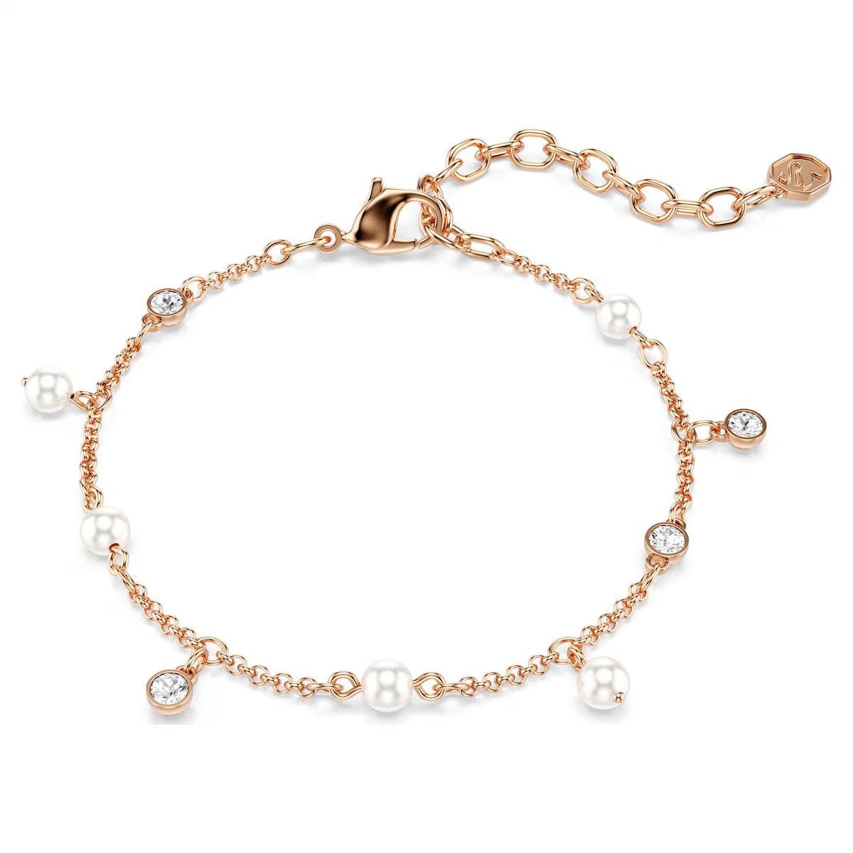 Swarovski Imber Crystal pearl, Round cut, White, 18K rose gold finish Bracelet