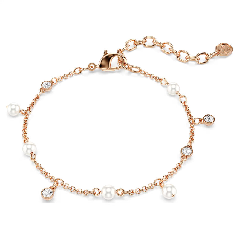 Swarovski Imber Crystal pearl, Round cut, White, 18K rose gold finish Bracelet
