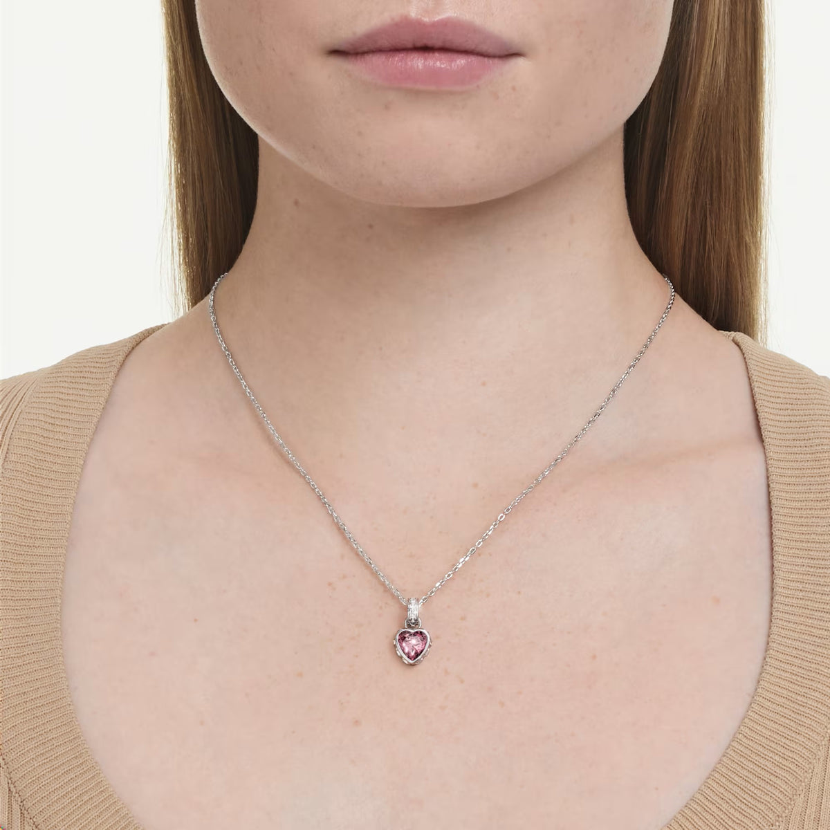 Swarovski Chroma Mixed cuts, Pink, Rhodium plated Pendant
