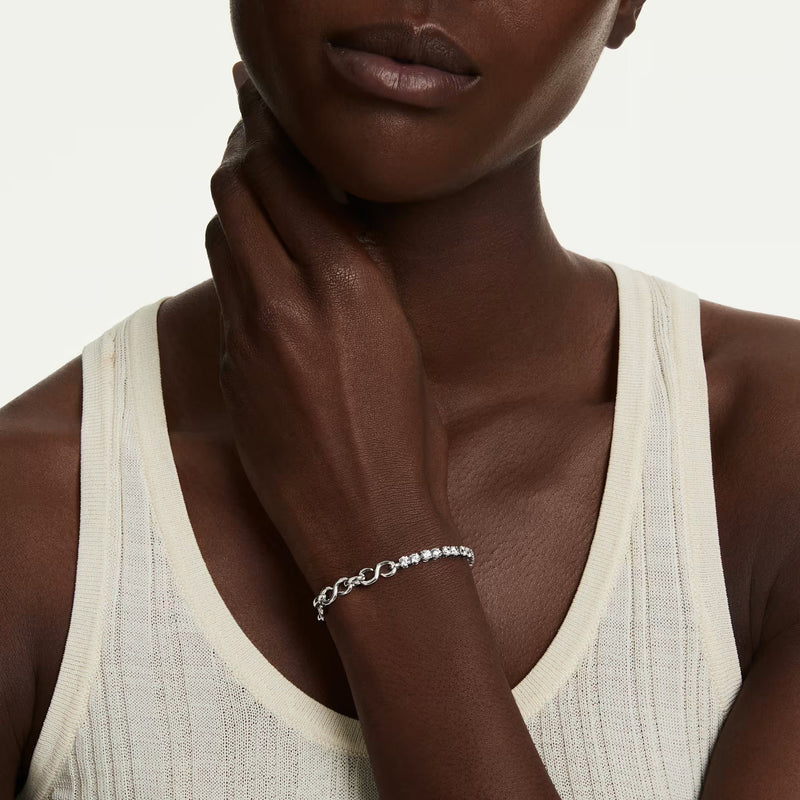 Swarovski Matrix Round cut, White, Rhodium plated Bracelet