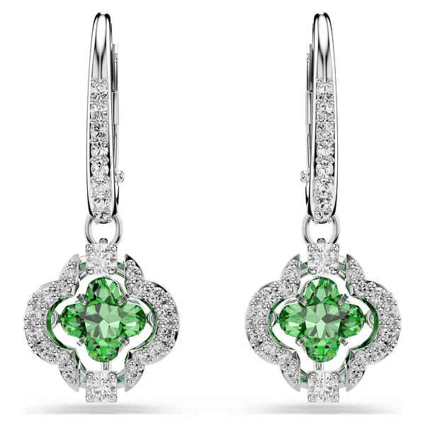 Swarovski Una Angelic Mixed cuts, Green, Rhodium plated Drop Earrings