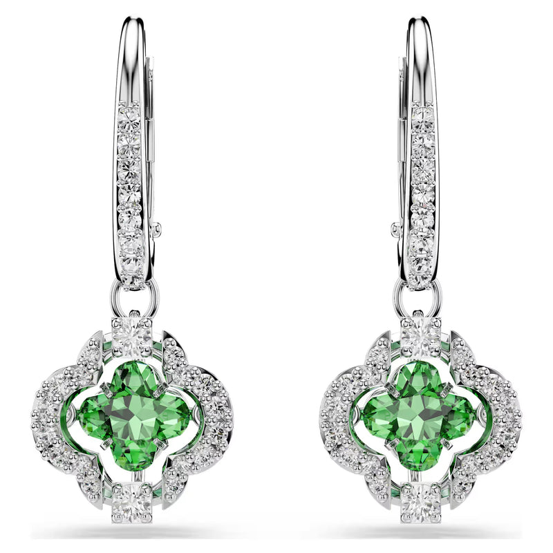 Swarovski Una Angelic Mixed cuts, Green, Rhodium plated Drop Earrings