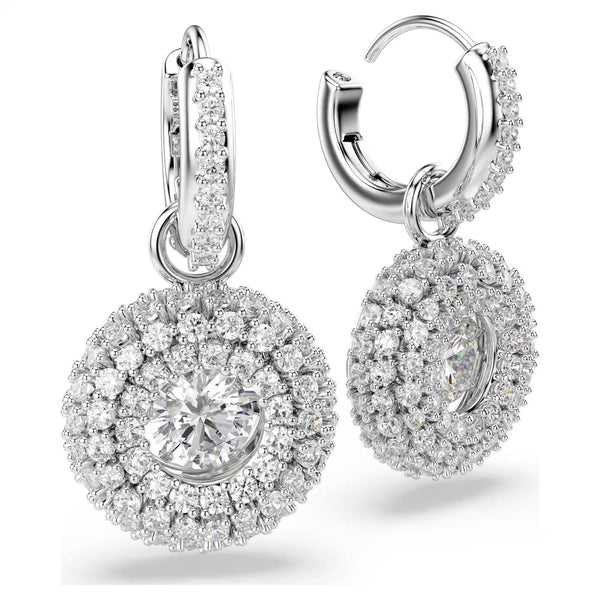 Swarovski Sublima Round cut, White, Rhodium plated Earrings