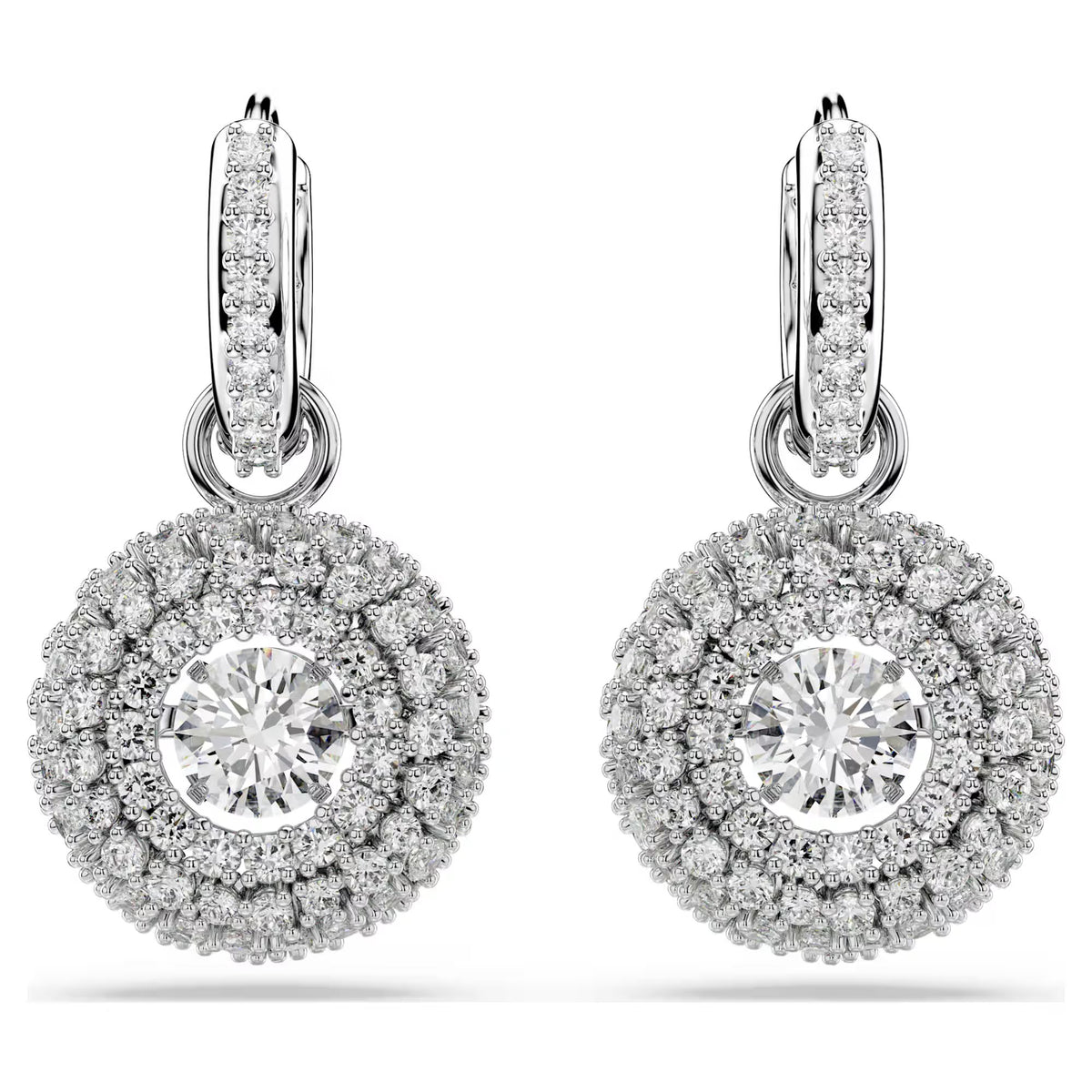 Swarovski Sublima Round cut, White, Rhodium plated Earrings