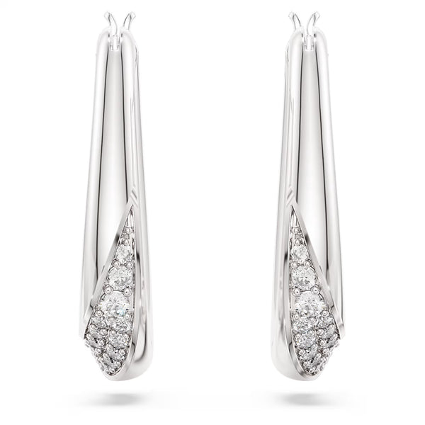 Swarovski Classica Round cut, Small, White, Sterling silver Hoop Earrings