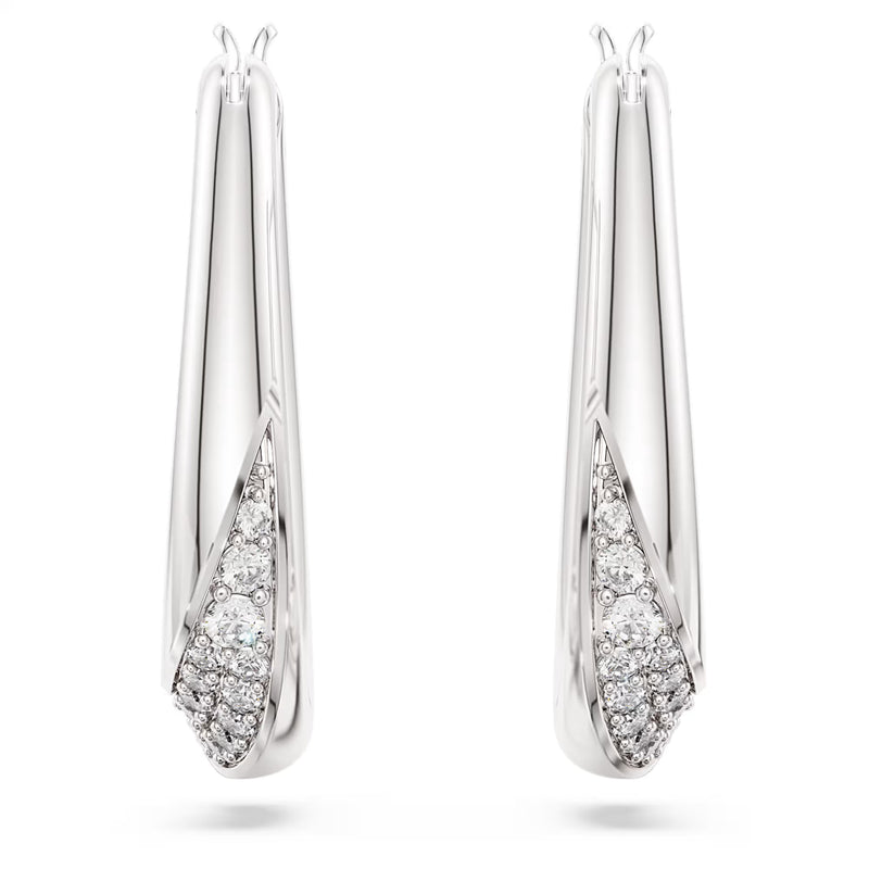 Swarovski Classica Round cut, Small, White, Sterling silver Hoop Earrings