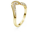 Swarovski Classica Round cut, White, Sterling silver, 18K gold finish Open Ring