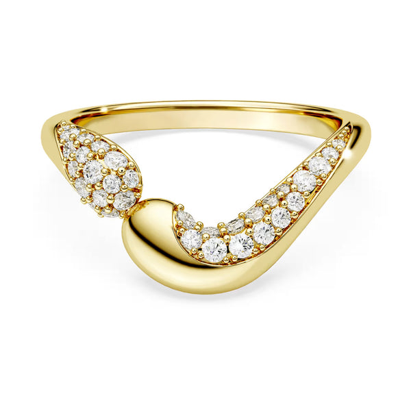 Swarovski Classica Round cut, White, Sterling silver, 18K gold finish Open Ring