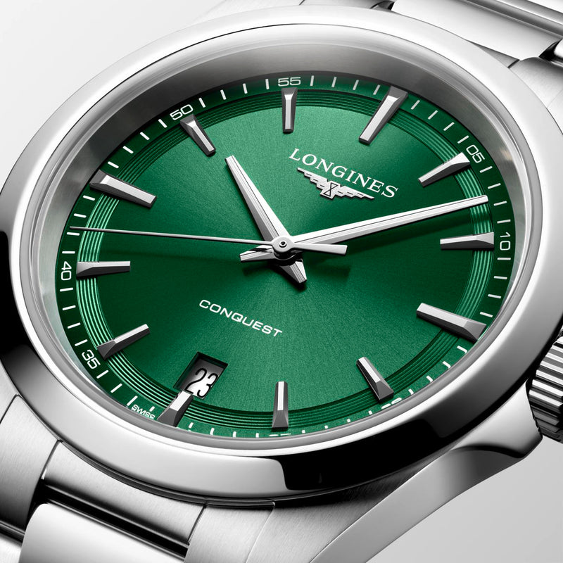 Longines Conquest Green Quartz 38mm Watch L3.750.4.09.6
