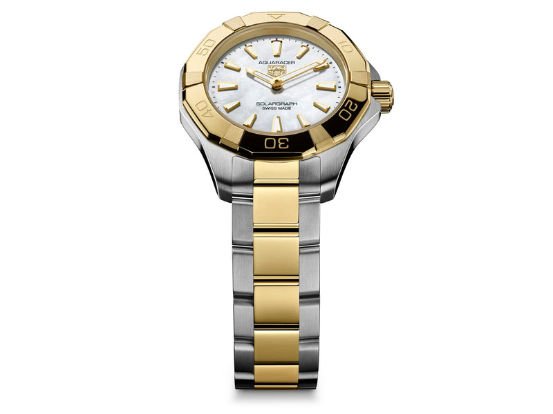 Tag Heuer Aquaracer Professional 100 Solargraph Mother of Pearl Two-Tone 28mm WBP1423.BB0006