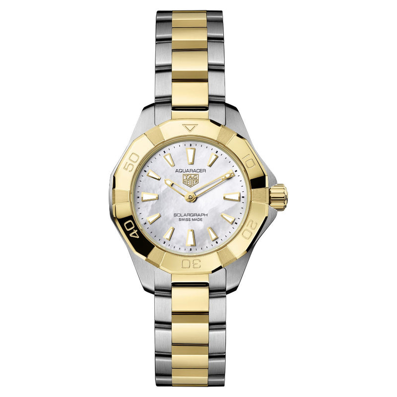 Tag Heuer Aquaracer Professional 100 Solargraph Mother of Pearl Two-Tone 28mm WBP1423.BB0006