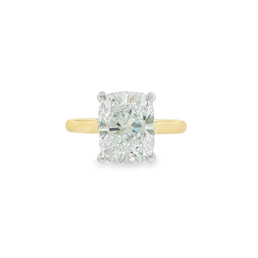 Elongated Cushion Cut 4.19ct Lab Grown Diamond, 18ct Yellow Gold Ring