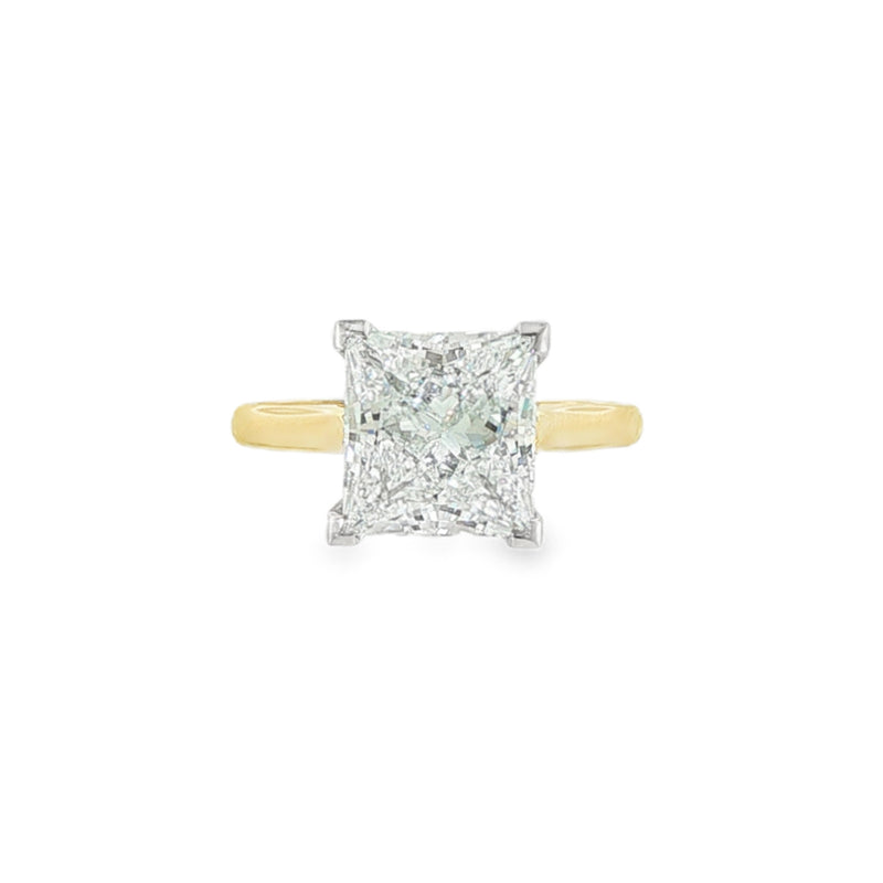 Princess Cut 4.05ct Lab Grown Diamond, 18ct Yellow Gold Ring