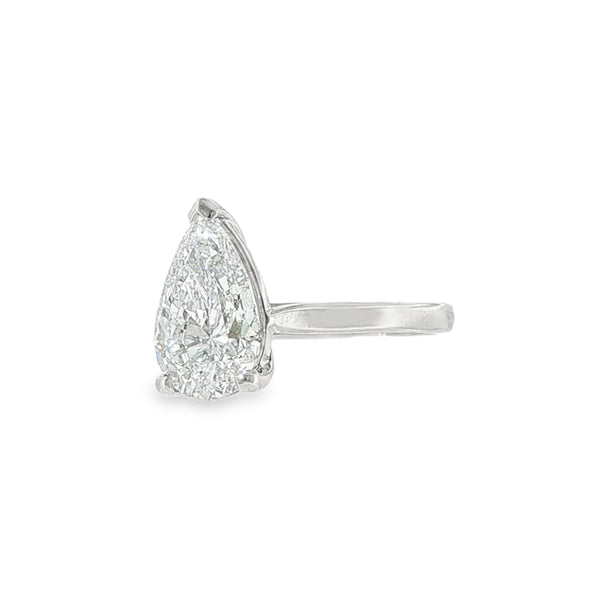 Pear Cut 3.01ct Lab Grown Diamond, Platinum Ring
