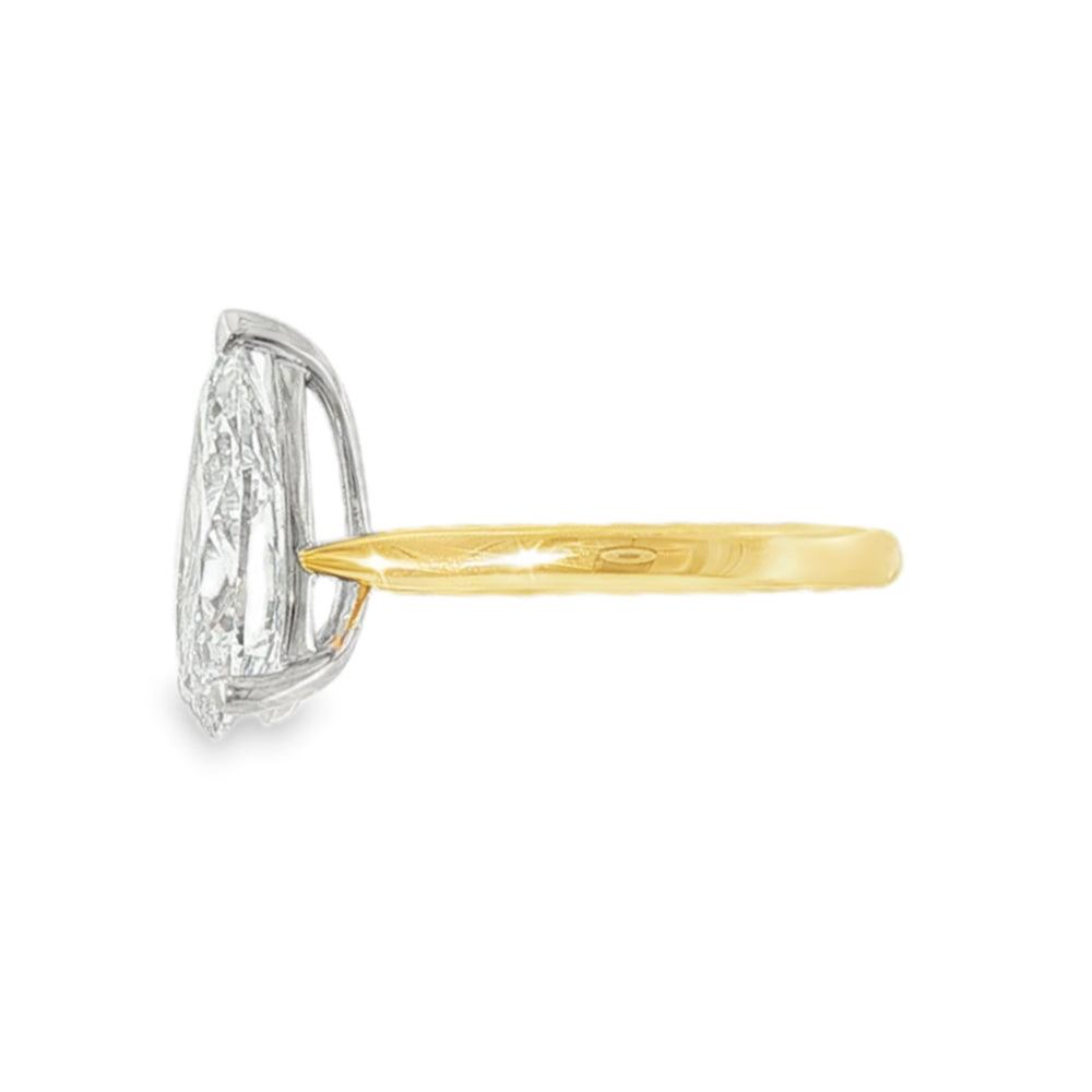 Pear Cut 4.04ct Lab Grown Diamond, 18ct Yellow Gold Ring