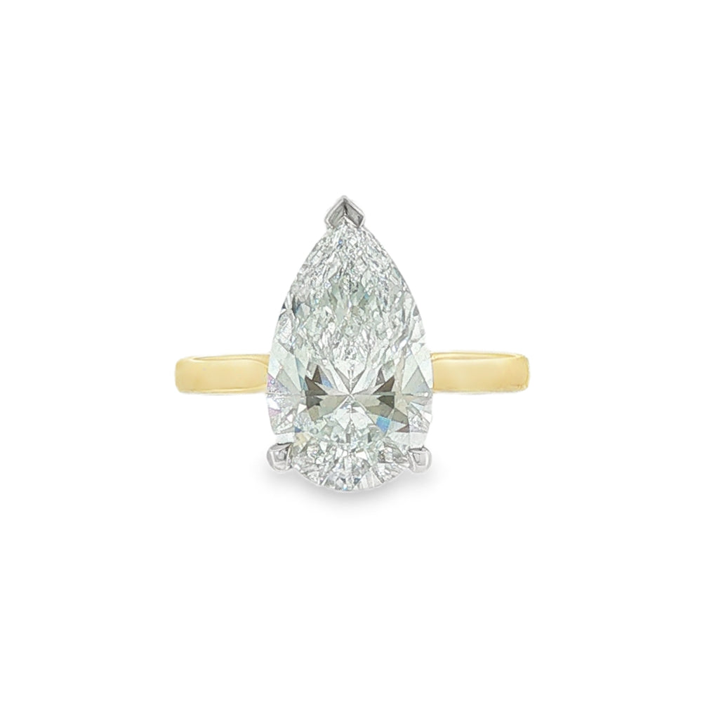 Pear Cut 4.04ct Lab Grown Diamond, 18ct Yellow Gold Ring