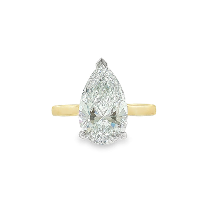 Pear Cut 4.04ct Lab Grown Diamond, 18ct Yellow Gold Ring