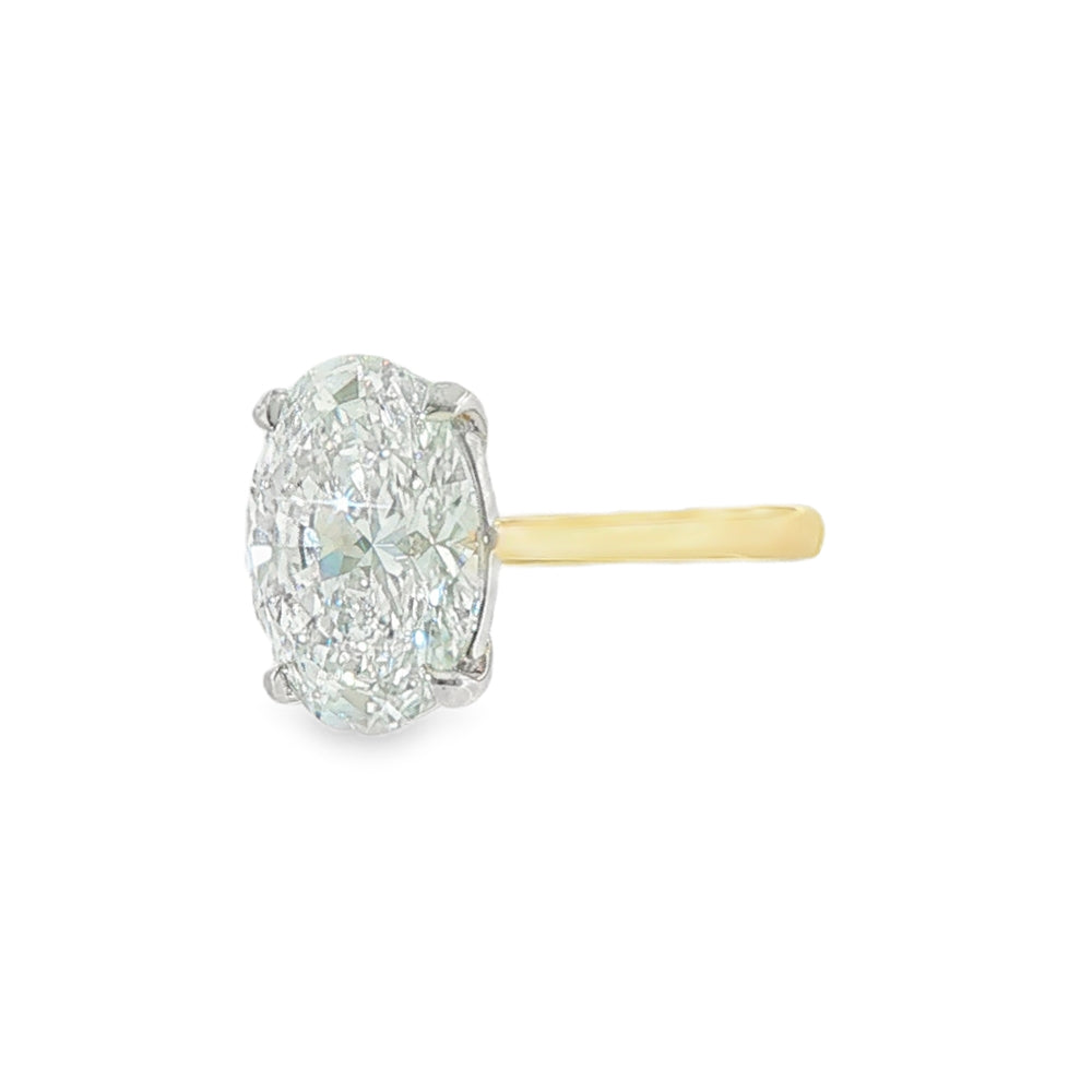 Oval Cut 5.05ct Lab Grown Diamond, 18ct Yellow Gold Ring