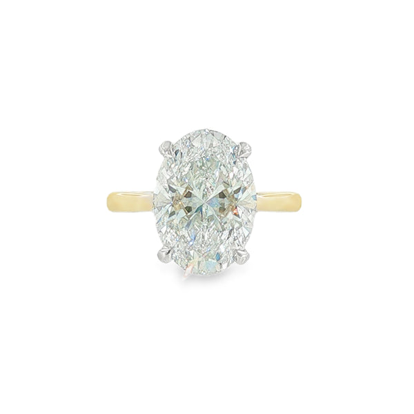 Oval Cut 5.05ct Lab Grown Diamond, 18ct Yellow Gold Ring