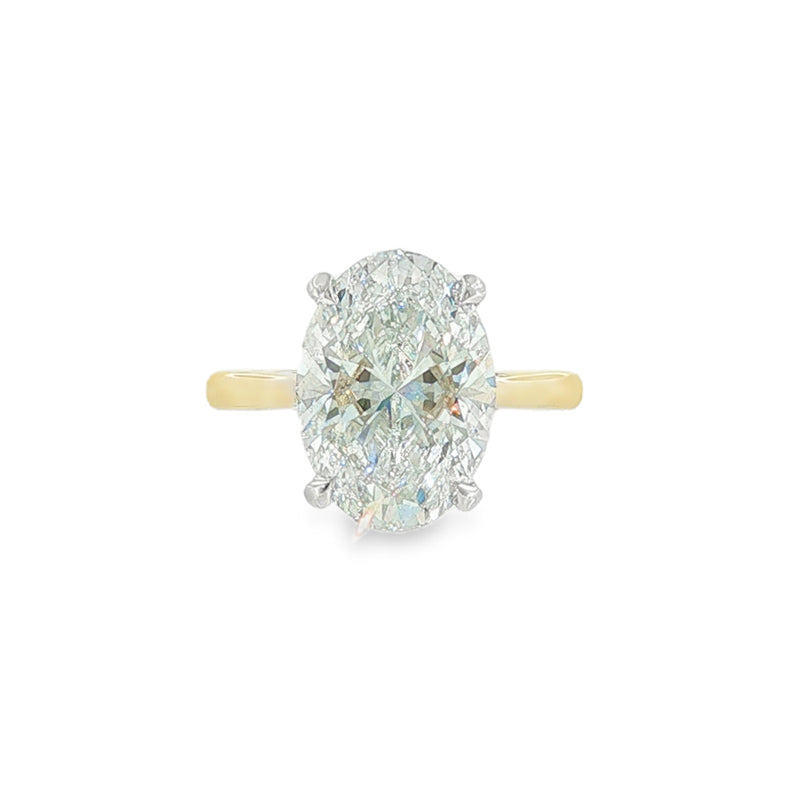 Oval Cut 5.05ct Lab Grown Diamond, 18ct Yellow Gold Ring
