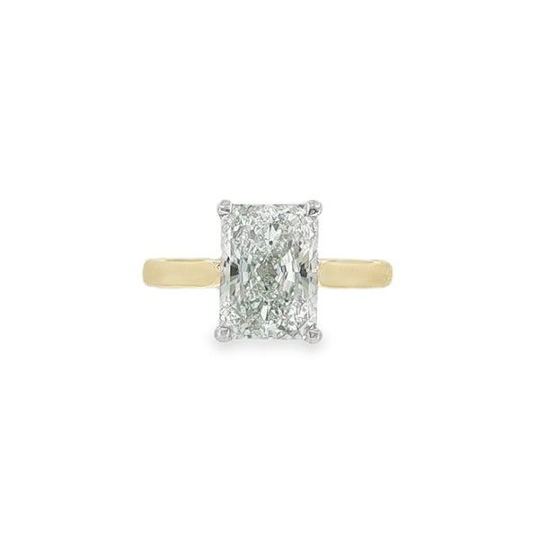Radiant Cut 3.04ct Lab Grown Diamond, 18ct Yellow Gold Ring