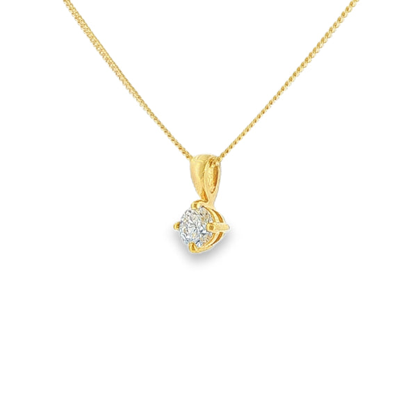Diamond Round Brilliant Cut, 0.40ct 18ct Yellow Gold Pendant