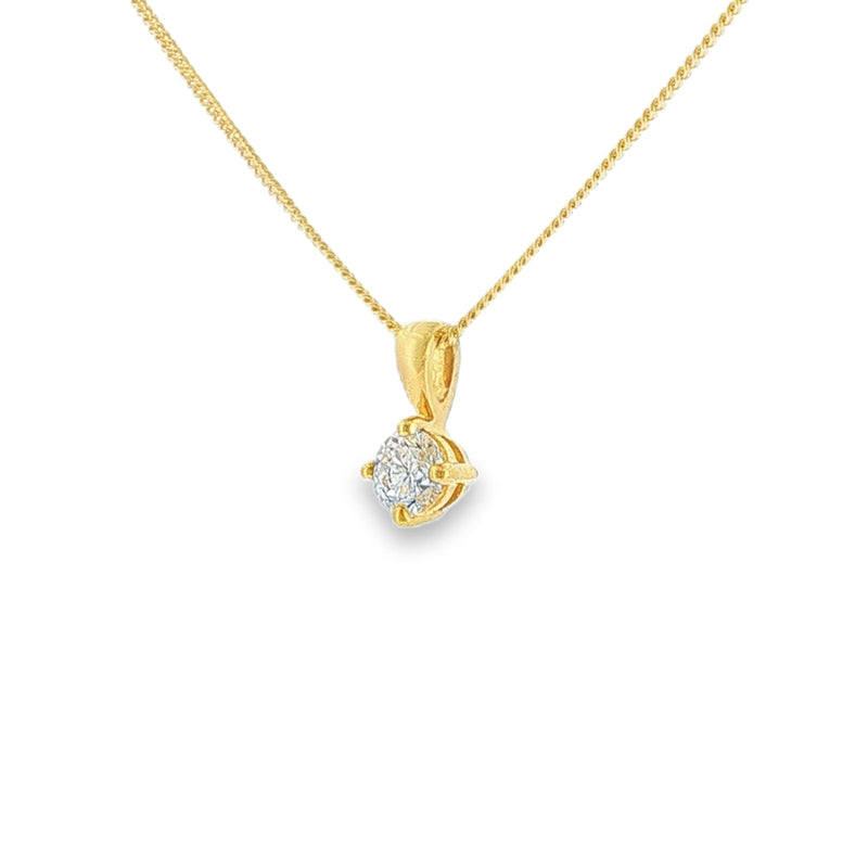 Diamond Round Brilliant Cut, 0.40ct 18ct Yellow Gold Pendant
