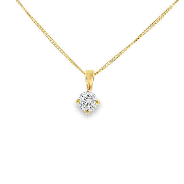 Diamond Round Brilliant Cut, 0.50ct 18ct Yellow Gold Pendant