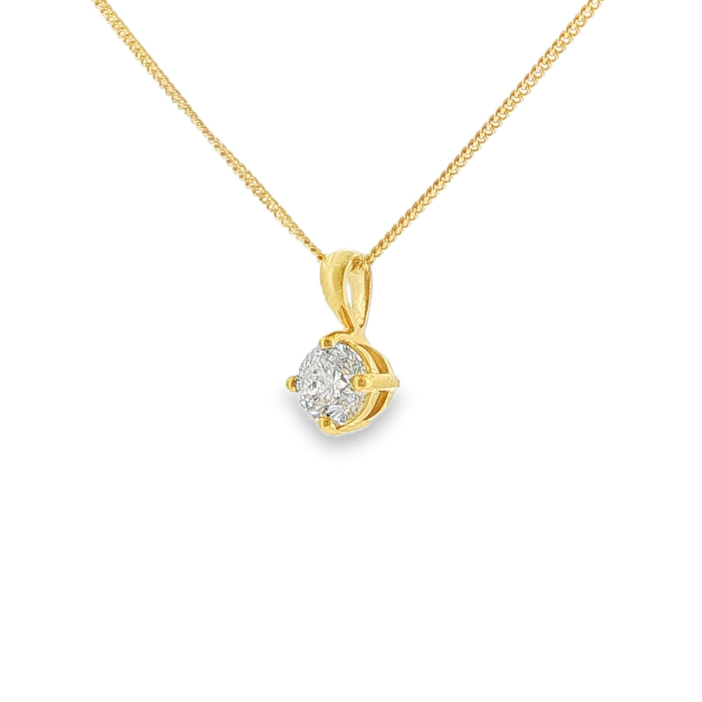 Diamond Round Brilliant Cut, 0.70ct 18ct Yellow Gold Pendant